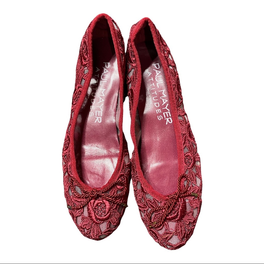 Paul Mayer red lace flats size 7